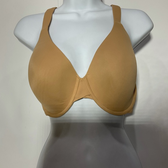 Ambrielle darker tan bra with adjustable straps; 3 hook & eye closure fasterners - Picture 4 of 11